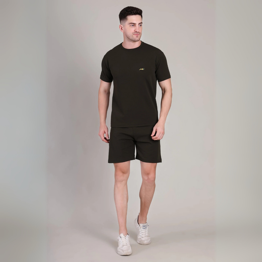 Men’s Black Co-Ord Set Plain T-Shirt & Shorts | Comfortable Summer Outfit by kottonthread | NS-35