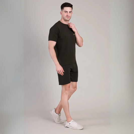 Men’s Black Co-Ord Set Plain T-Shirt & Shorts | Comfortable Summer Outfit by kottonthread | NS-35