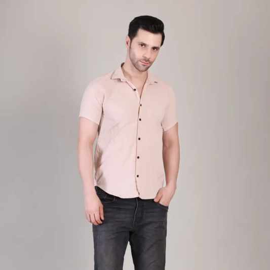 Men’s Casual Plain Half Sleeve Cotton Shirt | kottonthread | SHS‑143