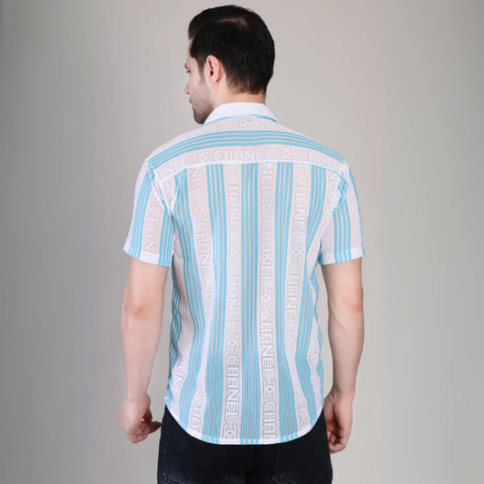 Men’s Casual Striped Half Sleeve Cotton Shirt | kottonthread | SHS‑177