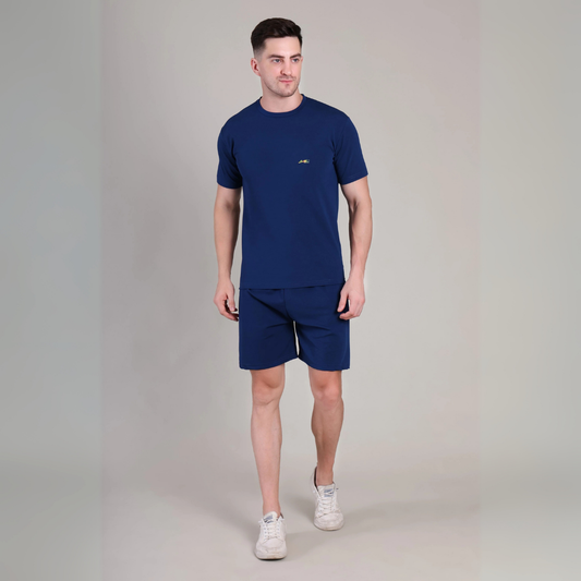 Men’s Blue Co-Ord Set Plain T-Shirt & Shorts | Comfortable Summer Outfit by kottonthread | NS-30