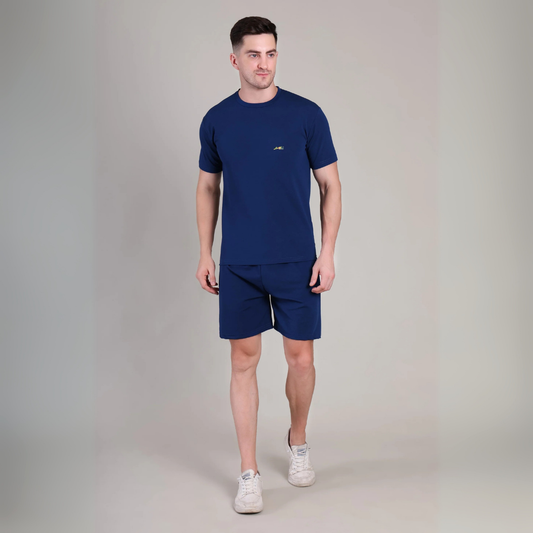 Men’s Blue Co-Ord Set Plain T-Shirt & Shorts | Comfortable Summer Outfit by kottonthread | NS-30