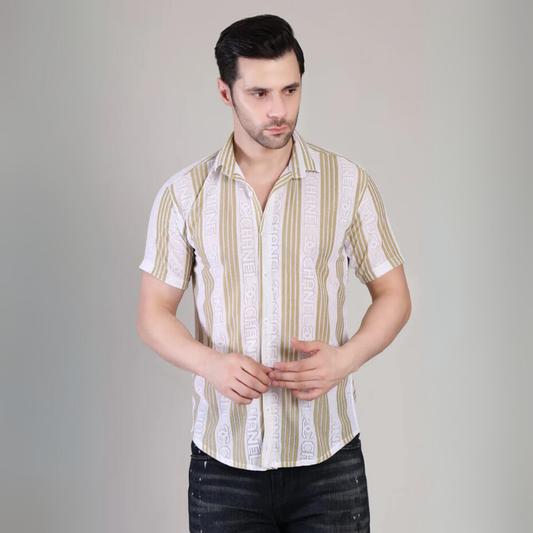Men’s Casual Striped Half Sleeve Cotton Shirt | kottonthread| SHS‑175