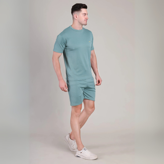 Men’s Sage Green Co-Ord Set Plain T-Shirt & Shorts | Comfortable Summer Outfit by kottonthread | NS-23