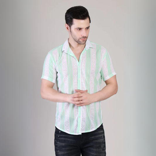 Men’s Casual Striped Half Sleeve Cotton Shirt | kottonthread | SHS‑174