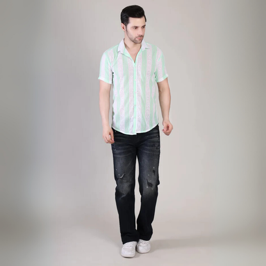 Men’s Casual Striped Half Sleeve Cotton Shirt | kottonthread | SHS‑174