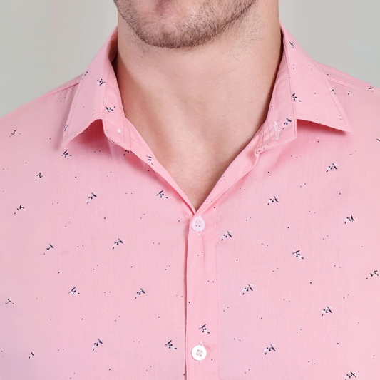 Affordable Men’s Casual Light Pink Printed Half Sleeve Cotton Shirt | kottonthread | BHS‑184