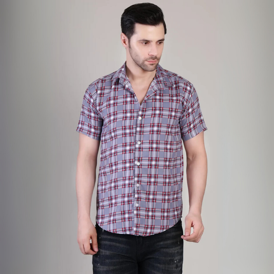 Men’s Casual Multicolor Checked Half Sleeve Cotton Shirt | kottonthread | UHSS-164