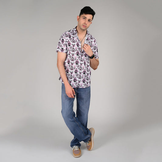 Men’s Casual Printed Half Sleeve Cotton Shirt | kottonthread| SHS‑19
