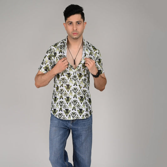 Men’s Casual Printed Half Sleeve Cotton Shirt | kottonthread| SHS‑18