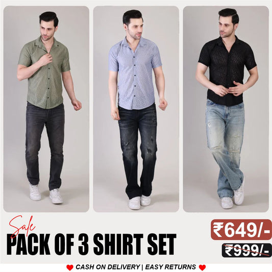 Men's Stylish Half Sleeve Shirt Combo – (Pack of 3), UHSS-152, UHSS-151, UHSS-153