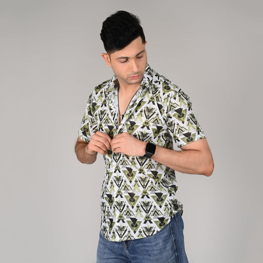 Men’s Casual Printed  Half Sleeve Cotton Shirt | kottonthread| SHS‑18